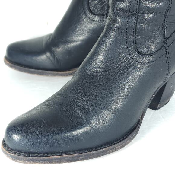 Frye Women's Jane US6,5B Black Leather Fold Over Pull On Knee High Riding Boots - Picture 11 of 16